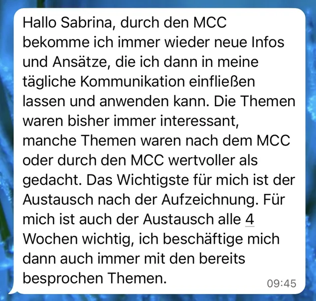 Testimonial für den Mindful Communication Club