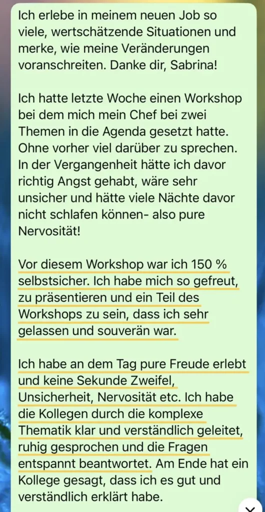 SELBSTBEWUSST SPRECHEN Mentoring - Testimonial 2