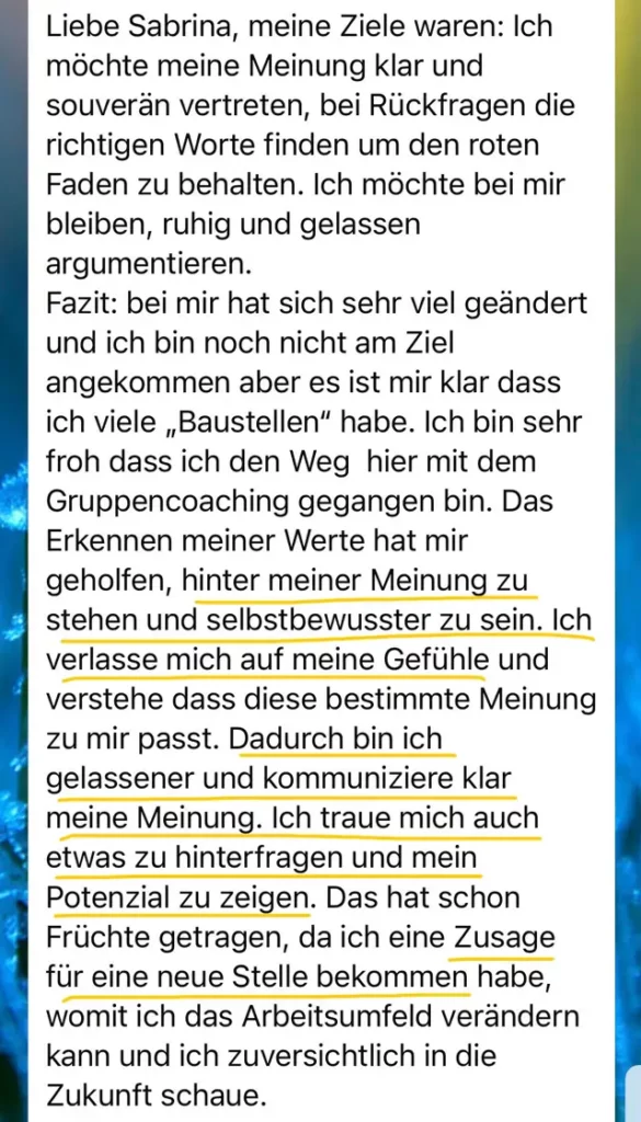 SELBSTBEWUSST SPRECHEN Mentoring - Testimonial 3